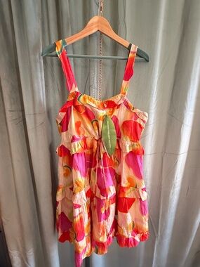 FARM Rio Vibrant Pink Orange Floral Mini Dress XL
